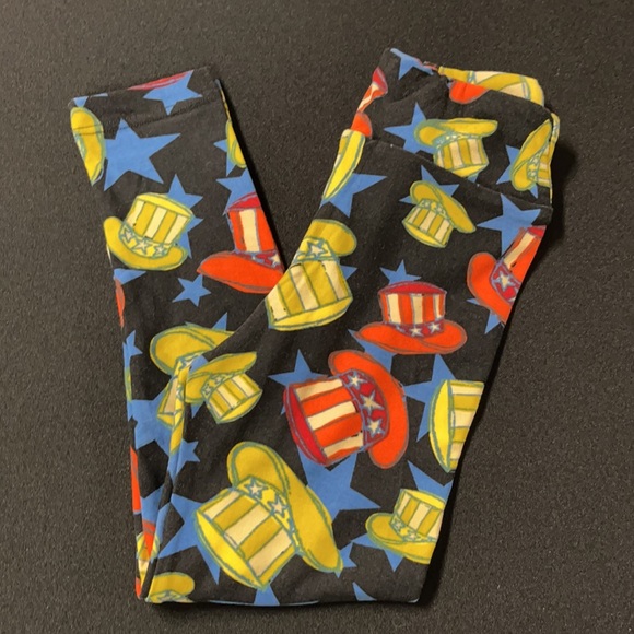 LuLaRoe New Kid’s S/M Patriotic Hat Star Leggings NWT - Picture 3 of 9
